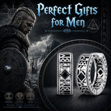 14K Gold Plated  Cubic Zircon Norse Viking Runes Hoop Earrings Viking Jewelry Gift for Men