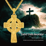14K Gold Plated Celtic Vikin Cross Pendant Necklace Irish Jewelry Religious Protective Gift