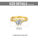 14K Gold Wedding Ring for Women,Split Shank Pave Set 1.3 Carat(cttw) Moissanite Engagement Ring With Engraved Name,Wedding Anniversary