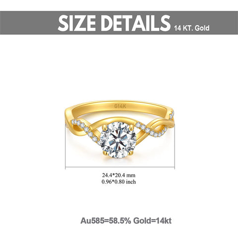 14K Gold 1.3 Carat(cttw) Moissanite Engagement Wedding Ring