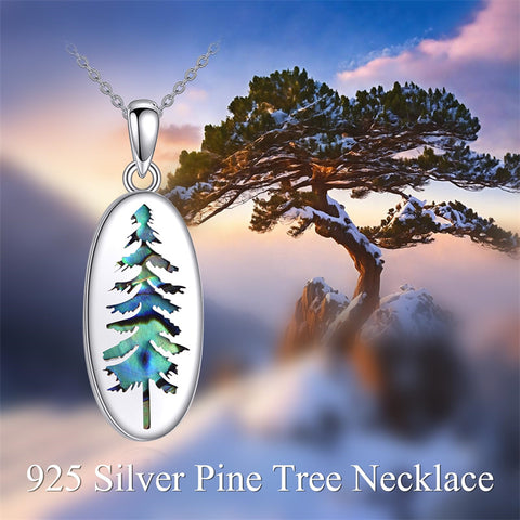 Sterling Silver Mountain Bear Pine Tree Sun Ocean Snowy Mountain Pendant Necklace