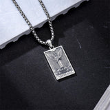 Sterling Silver Lovers Hierophant Magician Three of Swords Wheel of Fortune SkeletonTarot Card Pendant Necklace