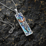 Sterling Silver Abalone Shell Bar Cardinal Bee Butterfly Hummingbird Dragonfly Phoenix Pendant Necklace for Women