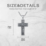 Sterling Silver Wooden Lion Orthodox Sword Wolf Cross Pendant Necklace