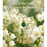 14K Gold Birthstone Birth Flower  Pendant Necklace Birthday Jewelry Gifts for Women