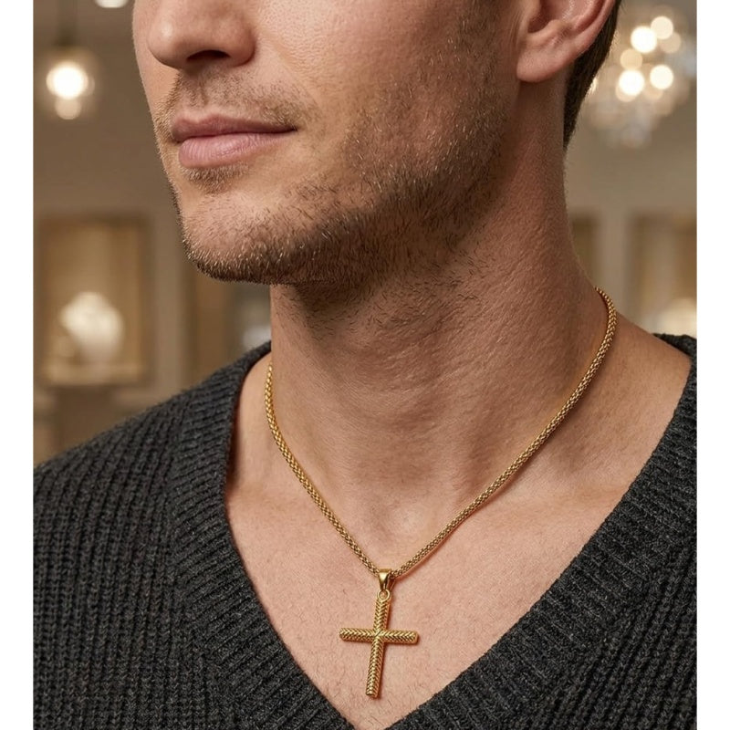 14K Plated Gold Cross Pendant Crucifix Necklace Christian Jewelry Baptism Religious Faith