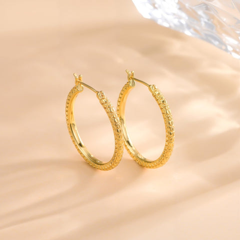 14K Gold Plated  Lightweight Hoop Earring for Women