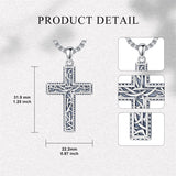 Sterling Silver Cross Christian Pendant Necklace for Men