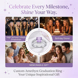 Sterling Silver Star Pattern Personalized  Class Ring for Women Elegant Graduation Gift