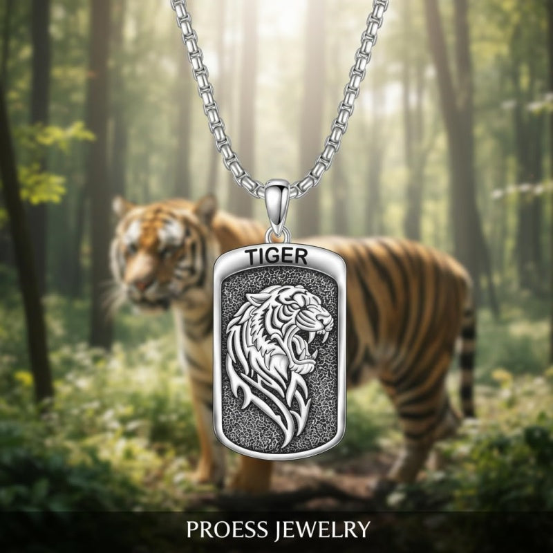 Sterling Silver Tiger Eagle Lion Dragon Phoenix Necklace for Men Animal Jewelry Gifts for Chrismas Birthday