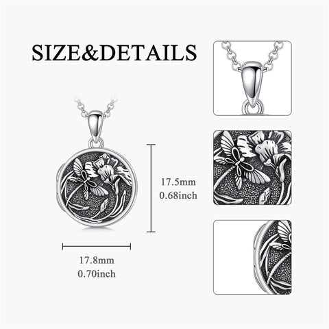 Sterling Silver Dragonfly Photo Locket Necklace