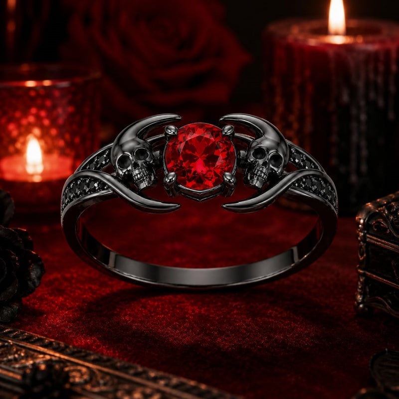 Sterling Silver 10K 14K 18K Gold Personalized Gothic Skull Ring Exquisite Spooky Jewelry for Halloween Lovers