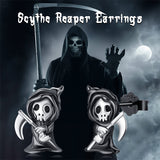 Grim Reaper Earrings Sterling Silver Ghost Earrings Devil Studs Black horror Earrings Halloween Earrings Skull Jewelry for Women Teen Girls