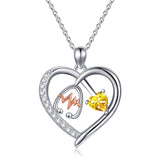 10K 14K 18K Gold Heart Birthstone Personalized Engraved Stethoscope Pendant Necklace