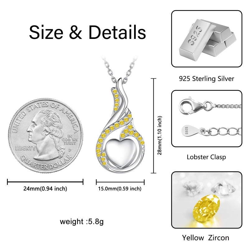 Sterling Silver Heart Shape Tear Dangle Urn Necklace for Ashes