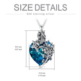 Sterling Silver Heart TearDangle Crystal Rose Cremation Urn Necklace for Ashes