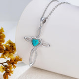 14K Gold Plated Turquoise Cross Pendant Necklace Western Jewelry for Women
