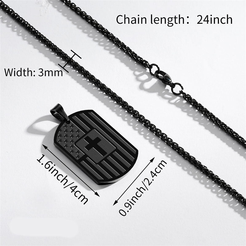 Stainless Steel American Dog Tag Pendant Necklace for Men
