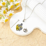 Sterling Silver Heart TearDangle Crystal Rose Cremation Urn Necklace for Ashes