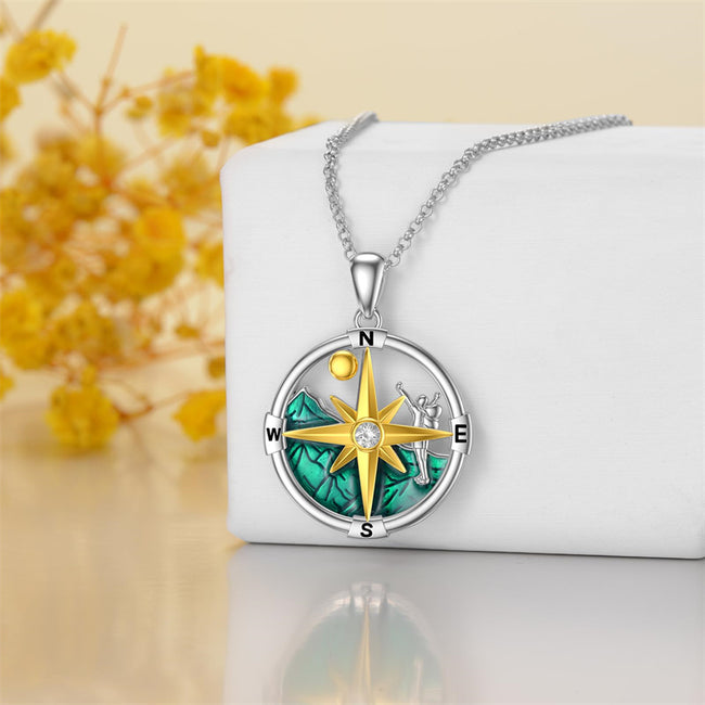 Compass Necklace for Women 925 Sterling Silver Mountain Necklace Graduation Jewelry Gifts for Men Her