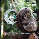 Sterling Silver Moonstone Wolf Cat Koala  Lion Moon Pendant Necklace