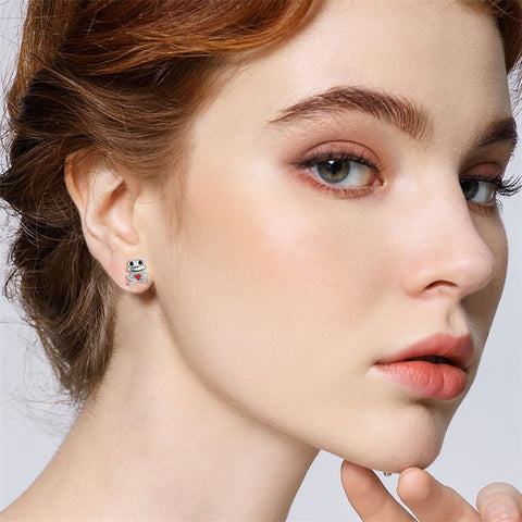 Sterling Silver Frog Stud Earrings