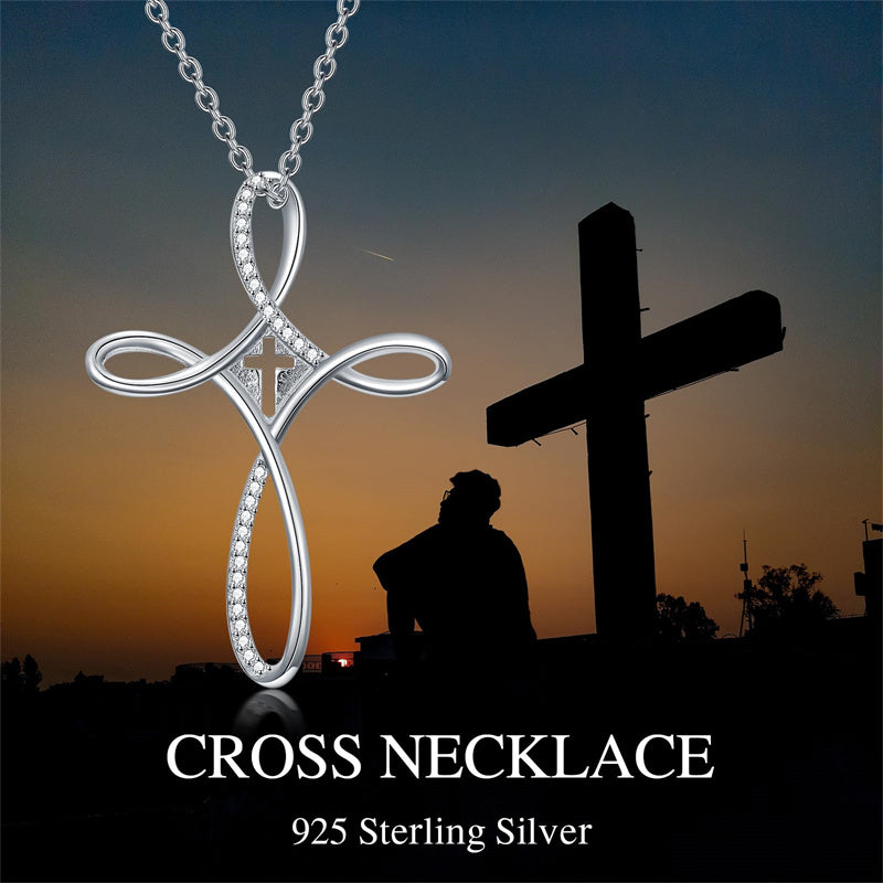 Sterling Silver Lion Semicolon Rose Sunflower Cross Pendant Religious Necklace