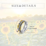 Sterling Silver Sunflower Anxiety Spinner Rings Rotatable Fidget Mood Rings for Women Relieve Stress Gift