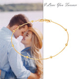 Solid 14K Gold Bracelets for Women, Real Gold Bead Thin Chain Bracelet