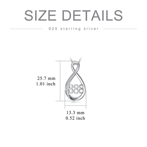 Sterling Silver 111 222 333 444 555 777 888 999 Infinity Angel Number Pendant Necklace