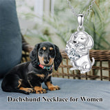 Sterling Silver 12 Month Birthstone Dachshund Pendant Necklace for Women
