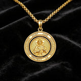 14K Gold Plated Patron Saint Necklace Saint Medal Catholic Amulet Jewelry