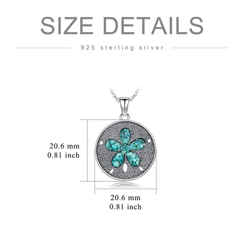 Sterling Silver Turquoise Sand Dollar Pendant Necklace