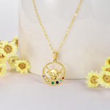 14K Gold Heart Highland Cow Pendant Necklace