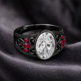 Sterling Silver 10K 14K 18K Gold Custom Engraved  Moissanite Gothic Ring for Women Halloween Gift