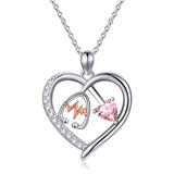 10K 14K 18K Gold Heart Birthstone Personalized Engraved Stethoscope Pendant Necklace