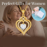 10K 14K 18K Gold Heart Rose Necklace I Love You Forever Heart Jewelry