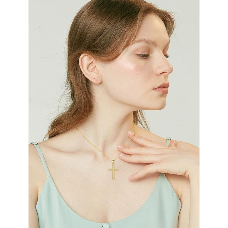 14K Gold Plated Cross Pendant Necklace for Women