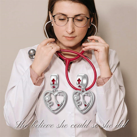 Sterling Silver Medical Stethoscope Charm Beads