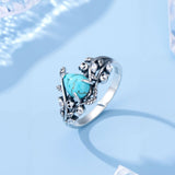 14K Gold Plated Turquoise Ring Western Jewelry Anniversary Birthday Gift for Women