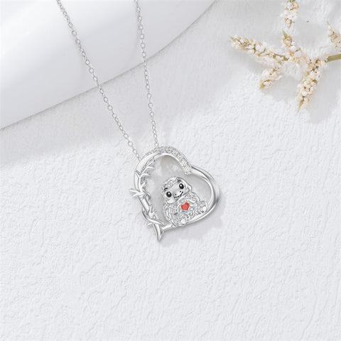 Sterling Silver Cubic Zirconia Heart Turtle Pendant Necklace