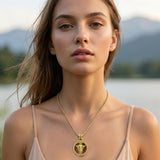 Christian Religious Medal Amulet 14K Gold Plated Pendant  Necklace