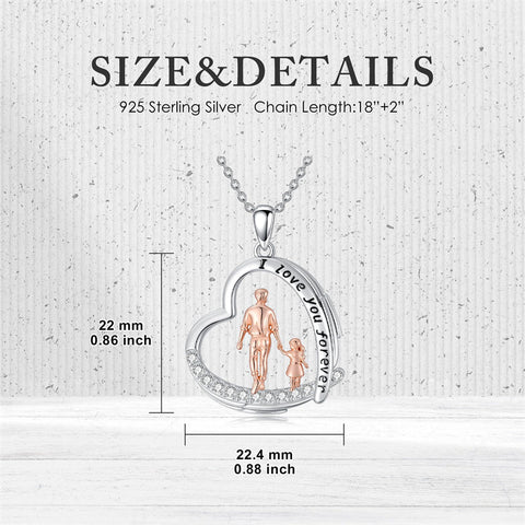 Sterling Silver Mother Daughter Father Daughter Sister Pendant Necklace Family Jewelry for Christmas Mother's Day