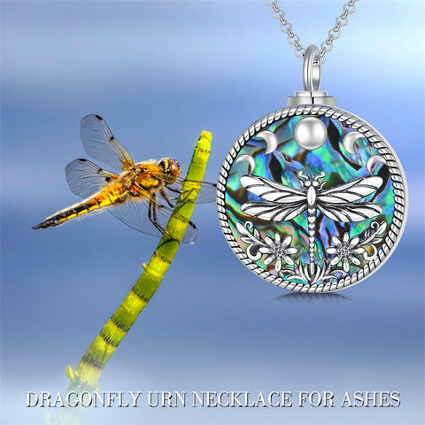 Sterling Silver Abalone Shell Bee Butterfly Dragonfly Urn Necklace for Ashes