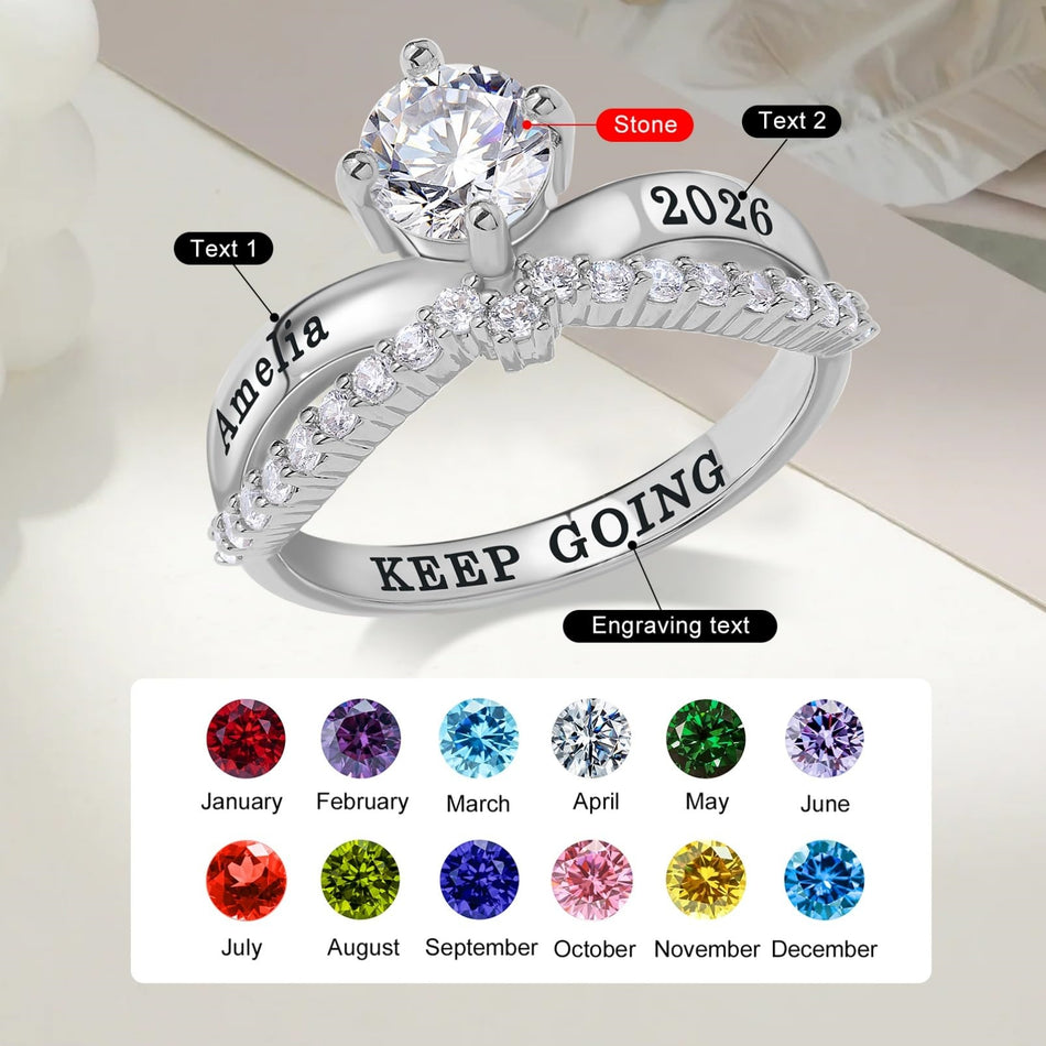 Copper Sterling Silver Personalized Birthstone High School College Class Ring Graduation Memorial Rings Gifts for Her