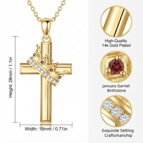 14K Gold Plated Birthstone Infinity  Cross Pendant NecklaceJewelry for Women