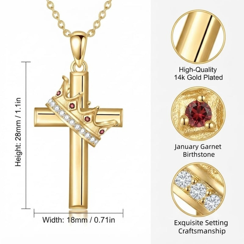 14K Gold Plated Birthstone Infinity  Cross Pendant NecklaceJewelry for Women