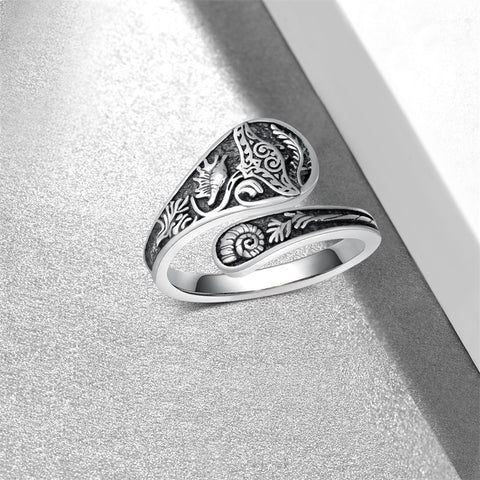 Sterling Silver Adjustable Dragon Moth Octopus Shark Stingray Sea Turtle Spoon Ring