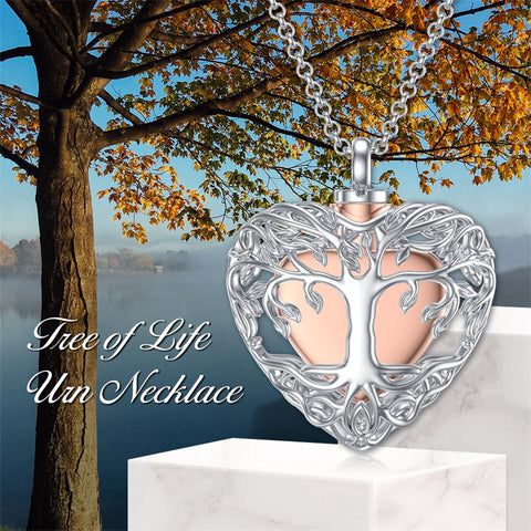 Sterling Silver Tree Of Life Urn Necklace for Ashes