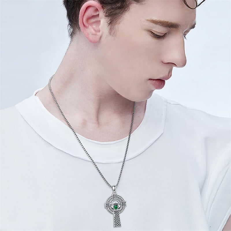 Sterling Silver Wooden Cross Pendant Necklace